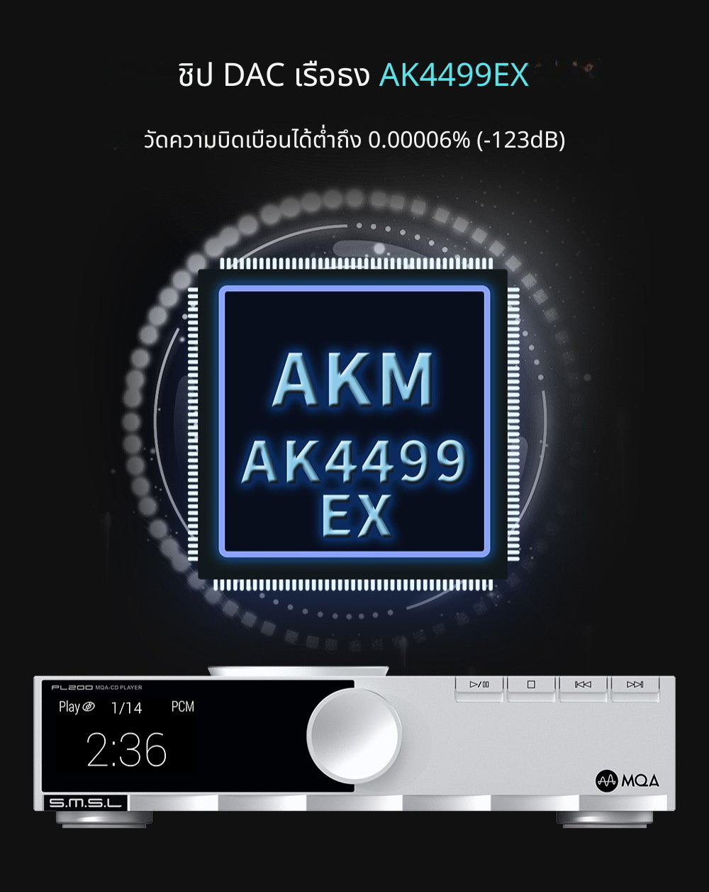 SMSL PL200 เครื่องเล่นซีดีตั้งโต๊ะขนาดกะทัดรัด รองรับ MQA ประกันศูนย์ไทย