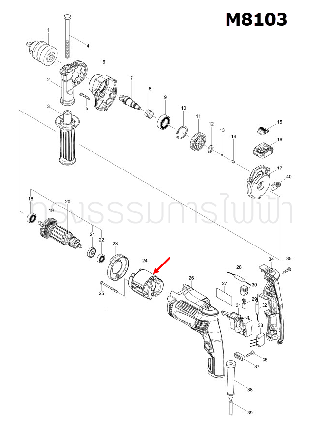 ฟิลคอยล์ สว่านกระเเทก Makita มากีต้า MT816, MT817, M8103B (แท้) ##(*)