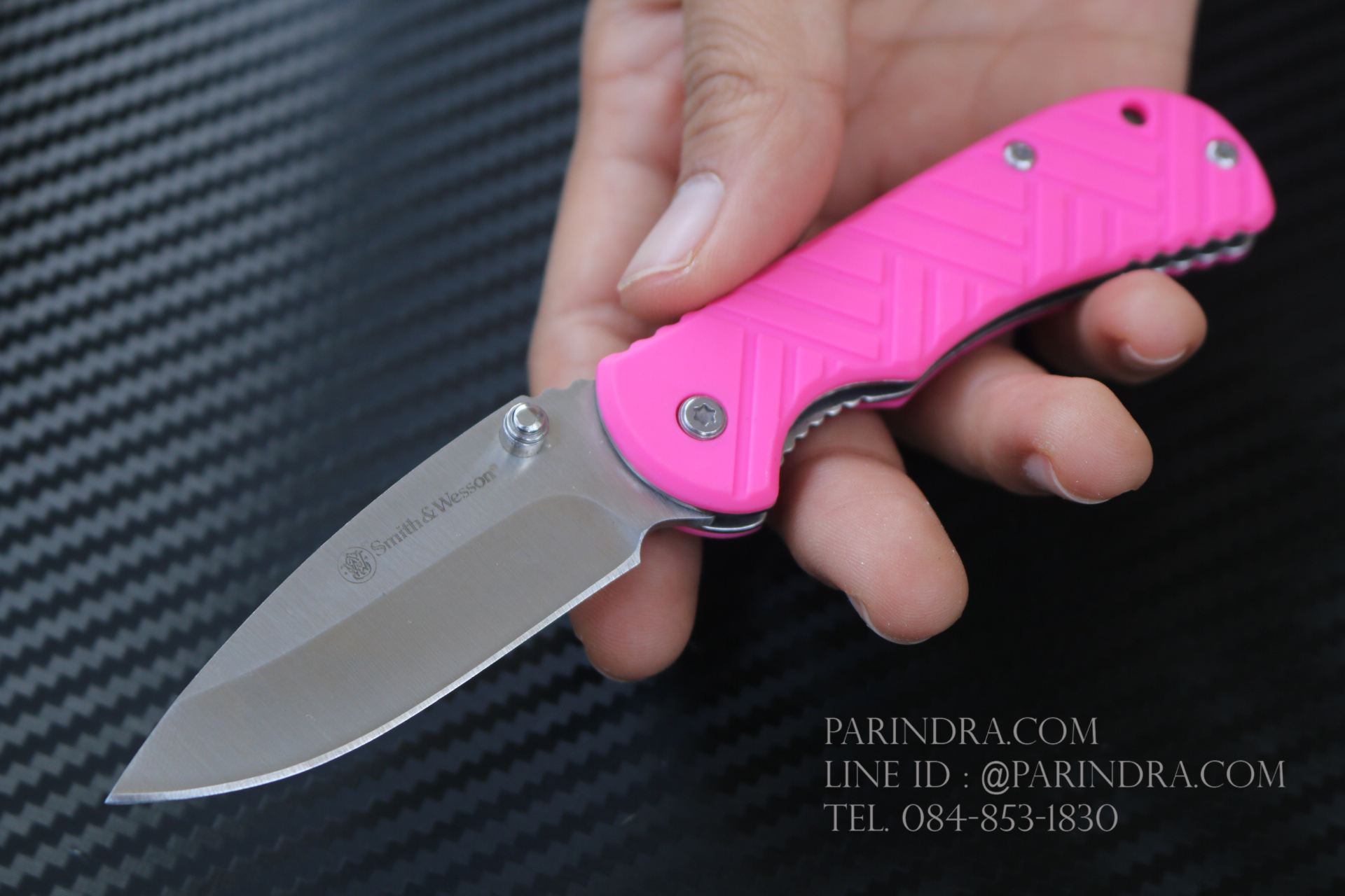 มีดพับขนาดเล็ก Smith & Wesson ด้ามชมพู (OEM)