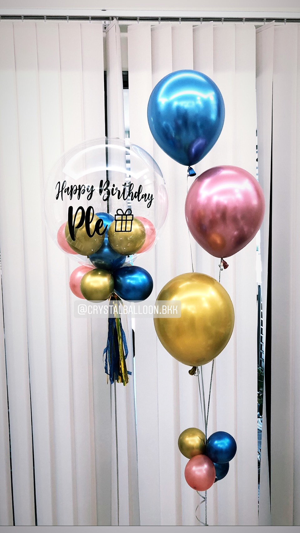 ลูกโป่ง วันเกิด Bubble USA ขนาด 24" พร้อม ช่อลูกโป่งโครเมี่ยม ช่อ 3 ลูก 1 ช่อ พร้อมตกเเต่ง สามารถเปลี่ยนสีลูกโป่ง/เปลี่ยนข้อความได้