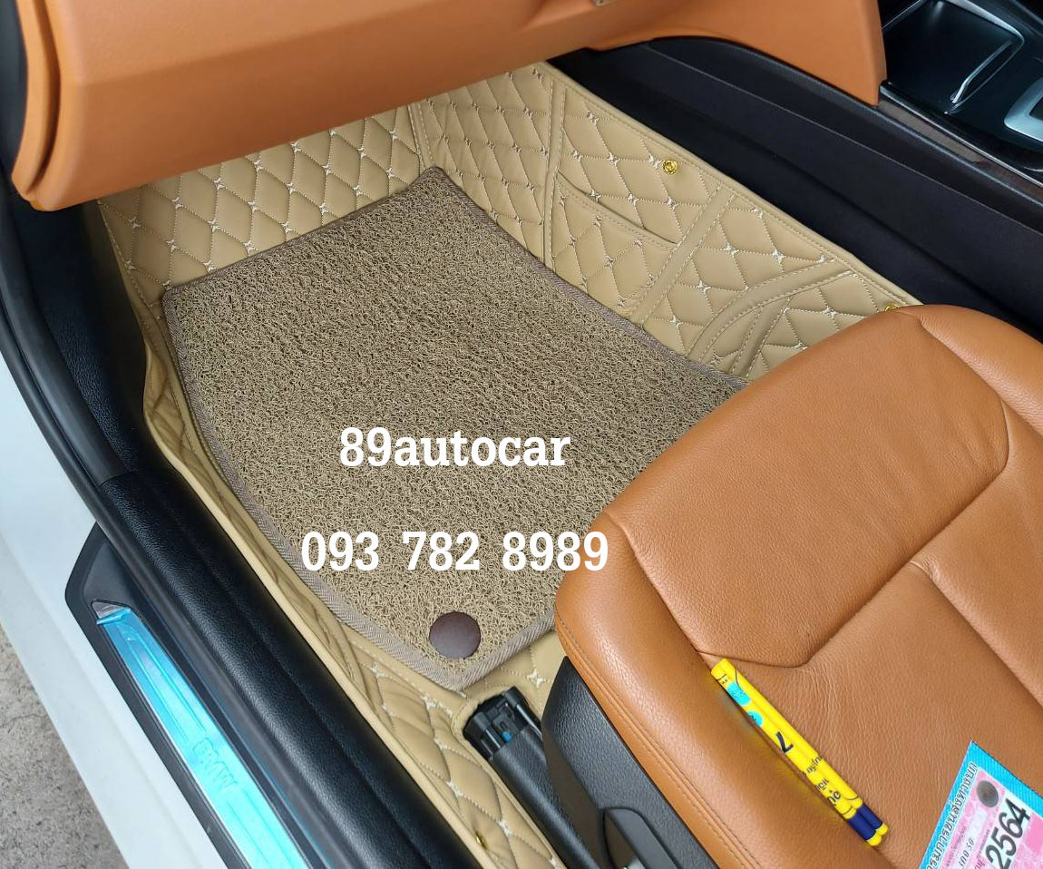 พรมปูพื้นรถยนต์ BMW 320d F30 2016 ปูพรม7D สีครีม + พรมดักฝุ่นสีครีม เต็มคัน