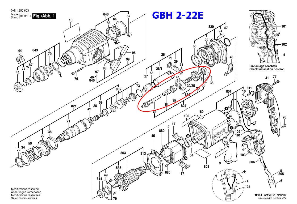 ชุดเฟือง+ข้อเหวี่ยง สว่าน โรตารี่ BOSCH GBH2-22E, GBH2-23