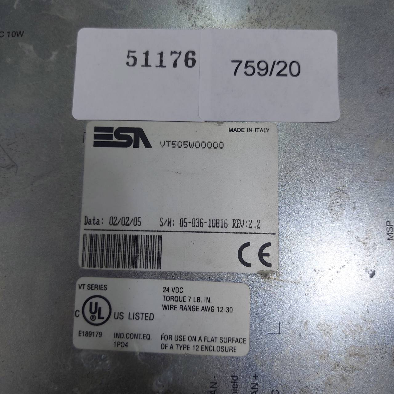 VT505W00000 HMI " ESA "