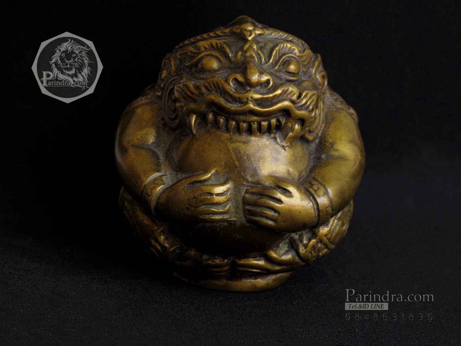 รูปหล่อทองเหลือง หนุมานอมจันทร์ งานฝีมือเก่า