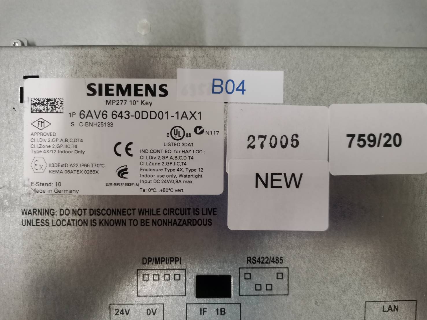 6AV6 643-0DD01-1AX1 HMI " SIEMENS "