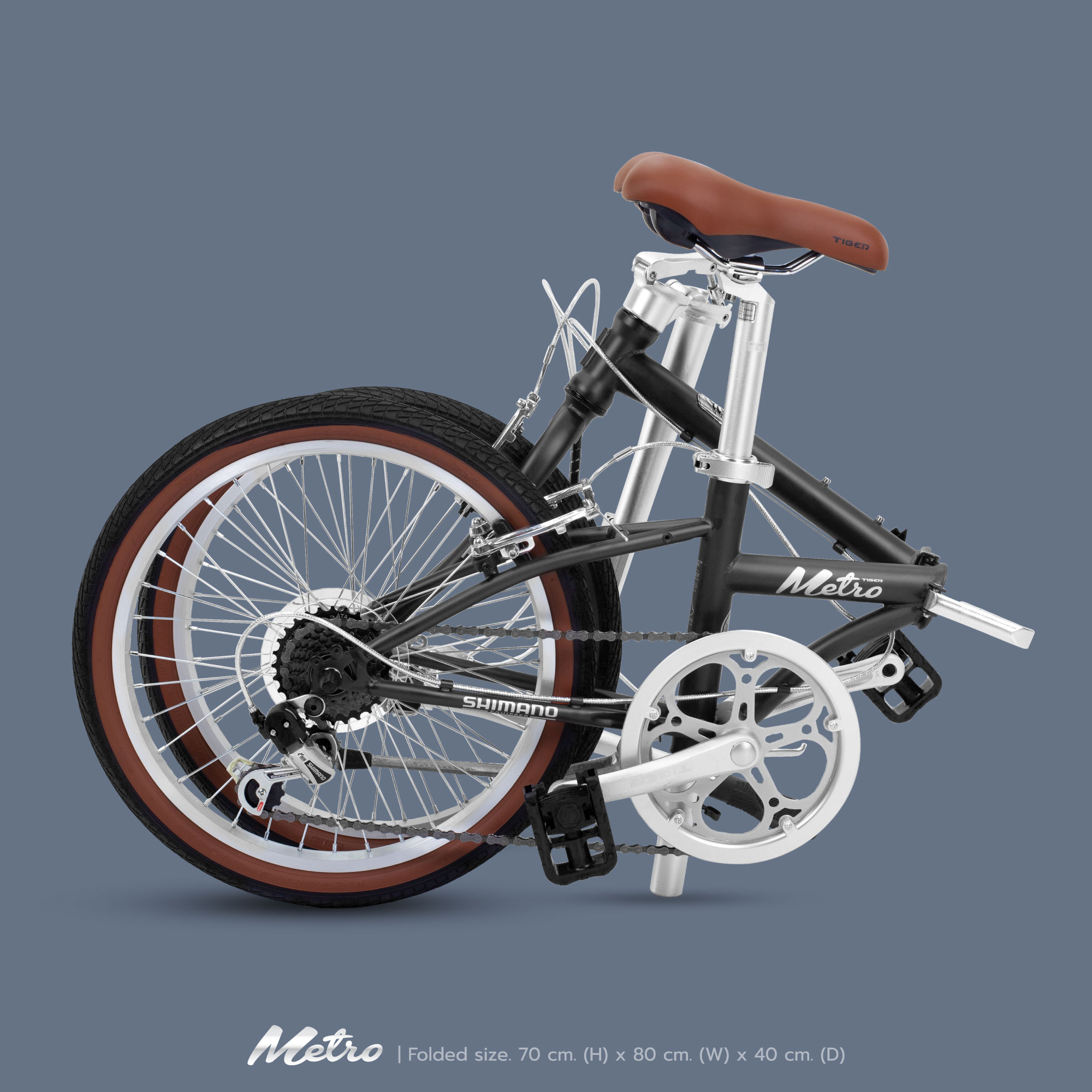 จักรยานพับได้ TIGER Metro 20" Frame Hi-Ten Steel Stem : Aluminium Shimano 7-Speed