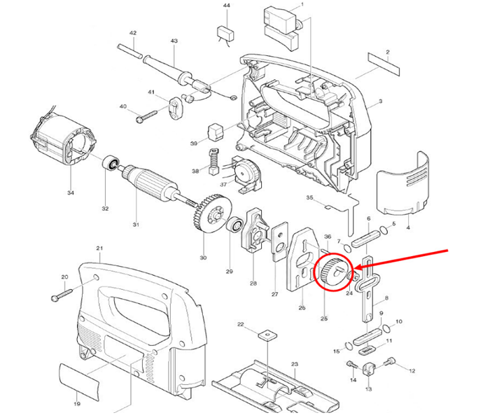 เฟือง เลื่อยจิ๊กซอว์ Makita 4322, 4323, 4327 Pn.153254-9 (แท้) ##