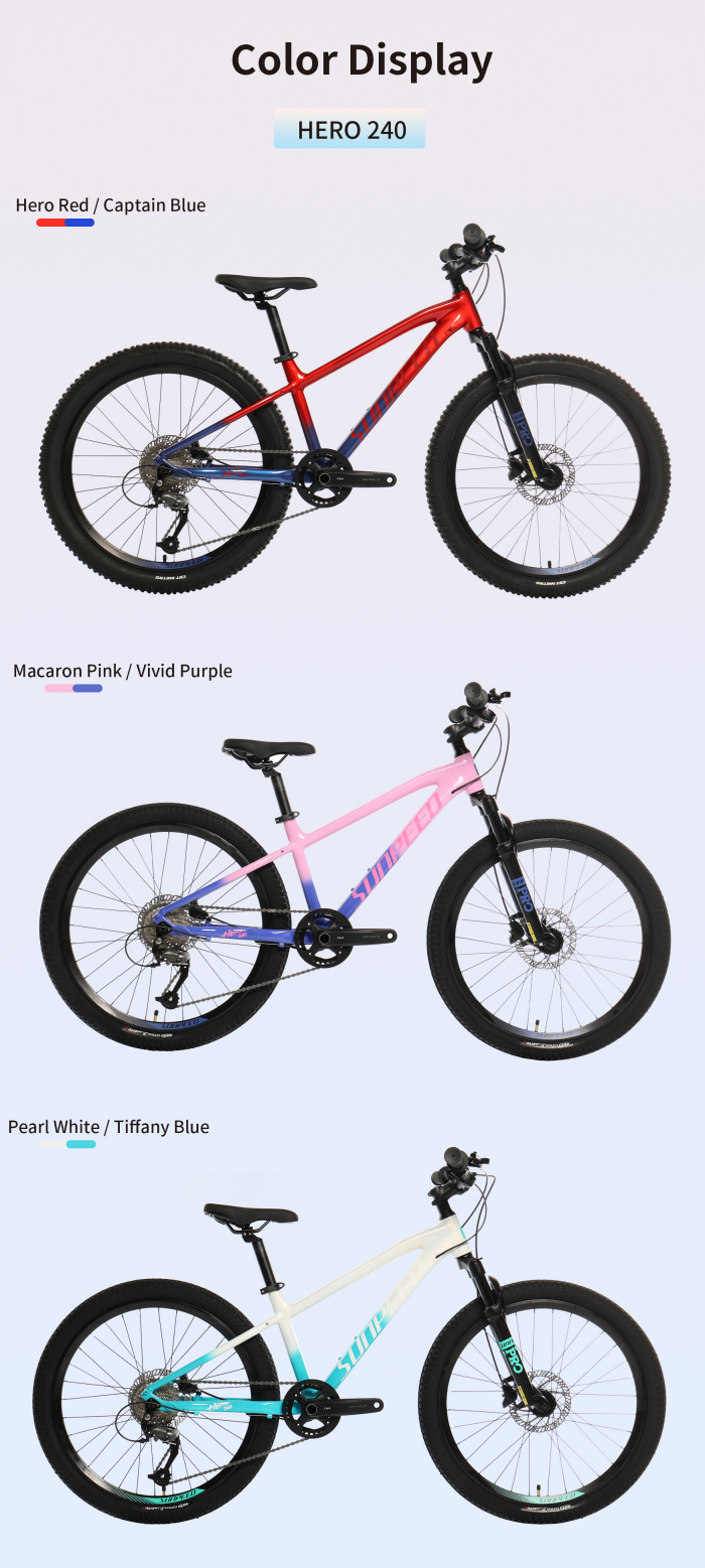 จักรยานเสือภูเขาเด็ก SUNPEED HERO 20" และ 24" อลูมิเนียมเฟรม – เกียร์ Shimano 9 สปีด + เบรกไฮดรอลิกดิสก์