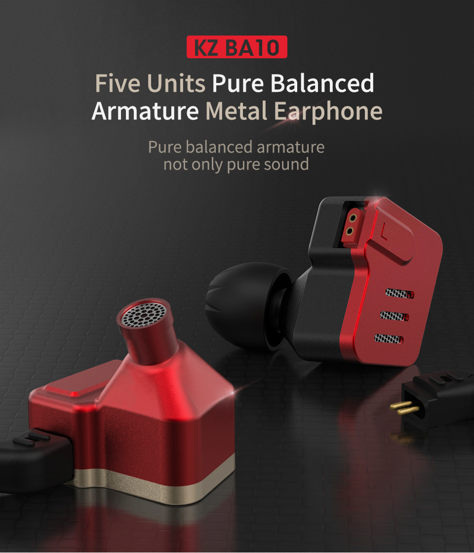 ขาย KZ BA10 หูฟัง 5 ไดร์เวอร์ Pure Balanced (5BA) ถอดสายได้
