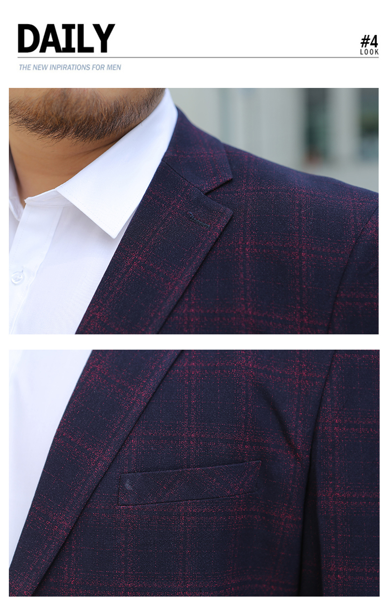Pre-order ชุดสูทชาย พลัสไซส์ ลายตารางสีกรมท่า