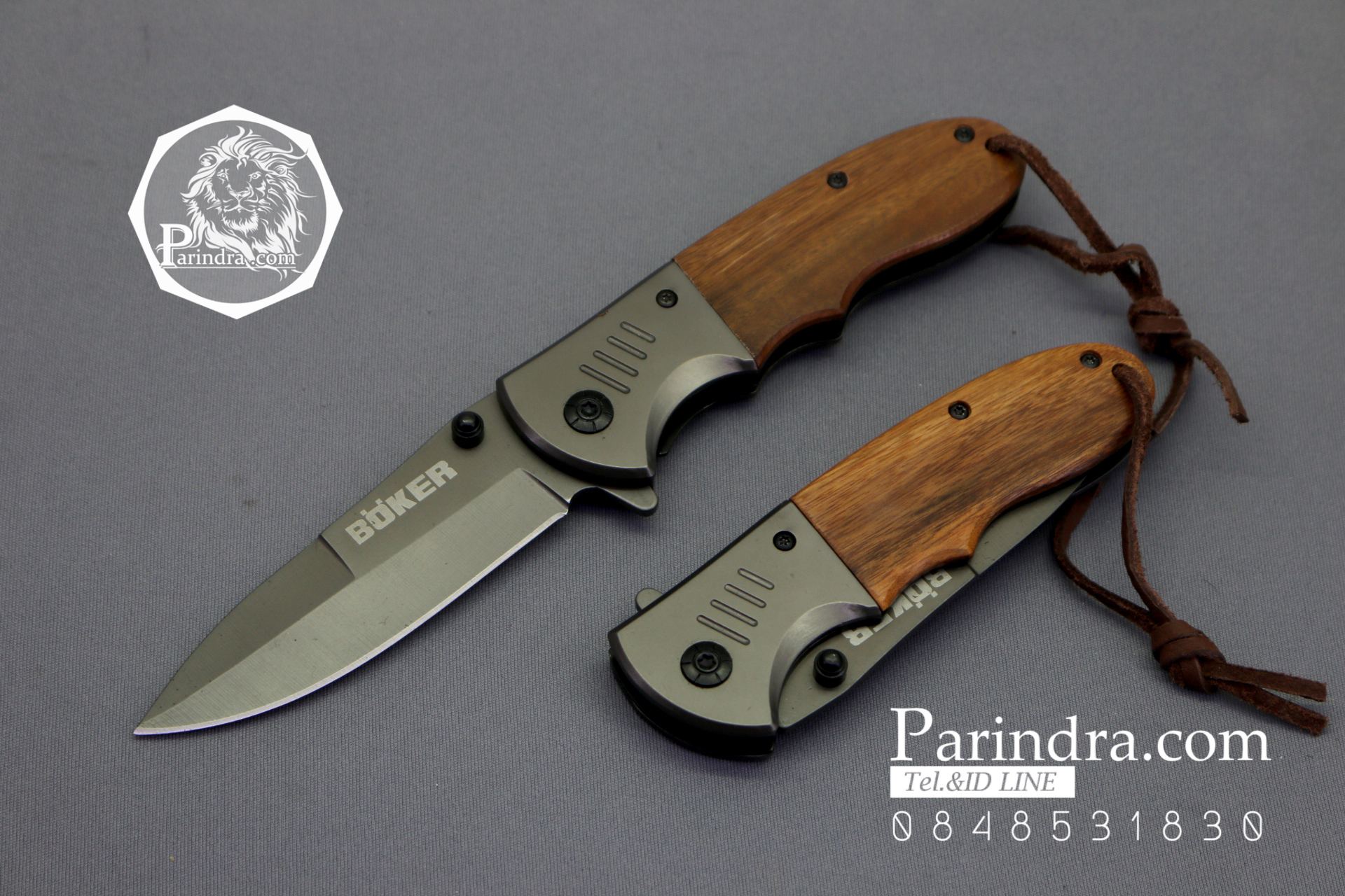 มีดพับ Boker ด้ามประกับไม้ สี Titanium Gray(OEM)