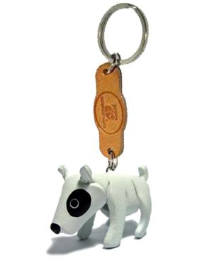 พร้อมส่ง พวงกุญแจหนังแท้ Handmade รูปหมาบูลเทอเรีย