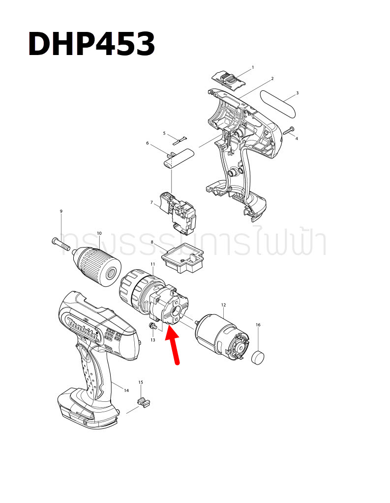 GEAR ASS'Y สว่านไร้สาย Makita DHP453, 8391D, HP457D Pn.125485-0 (แท้) ##(*)