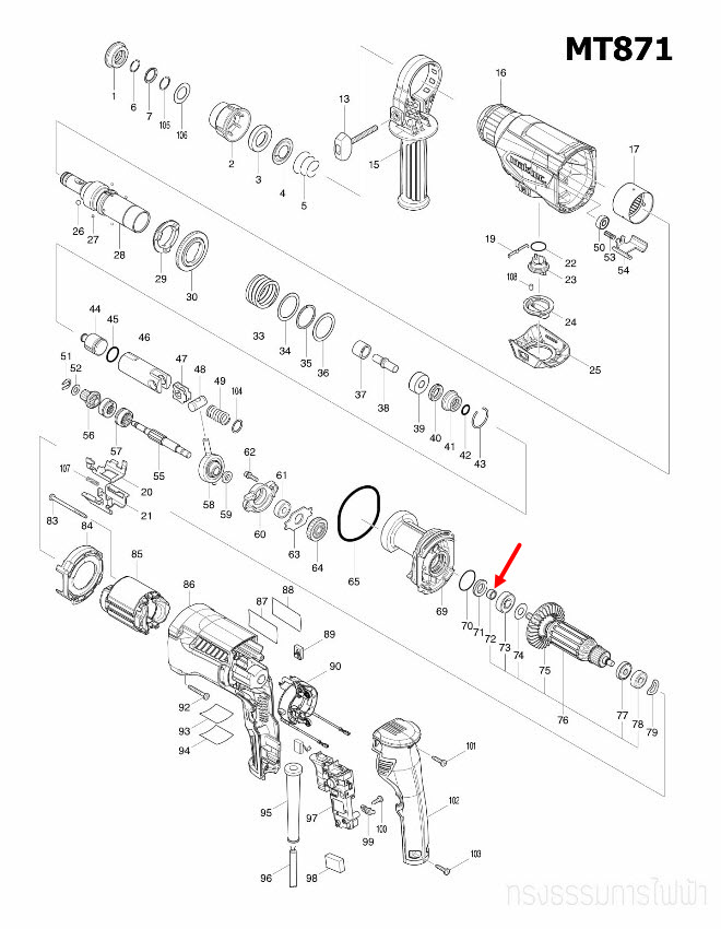 SLEEVE 8 สว่านโรตารี่ Maktec มาคเทค, Makita มากีต้า MT871, M8701, M8701B [#72] Pn.262571-7 (แท้) ##