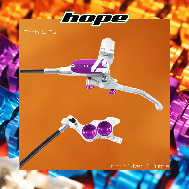 ชุดดิสเบรคหน้า-หลัง HOPE TECH4 E4 NO-ROTOR BRAKE SET (front+rear) "Our hard hitting downhill brake"