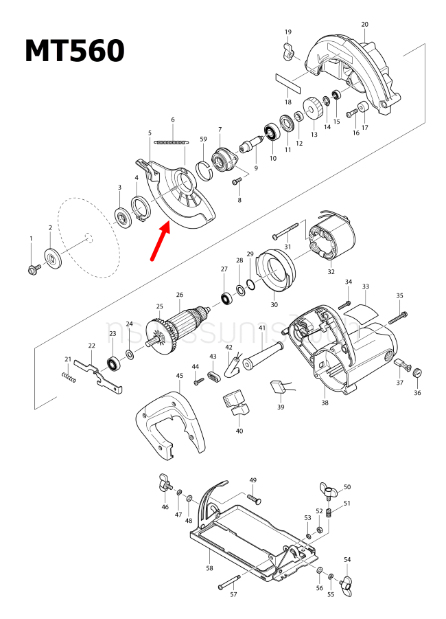 SAFETY COVER เลื่อยวงเดือน Maktec มาคเทค MT560 Pn.418326-0 (แท้) ##
