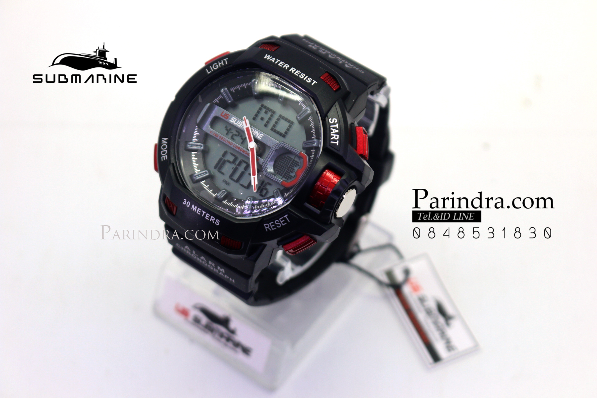 นาฬิกา US submarine TP3180M ดำ-แดง ทรง sport