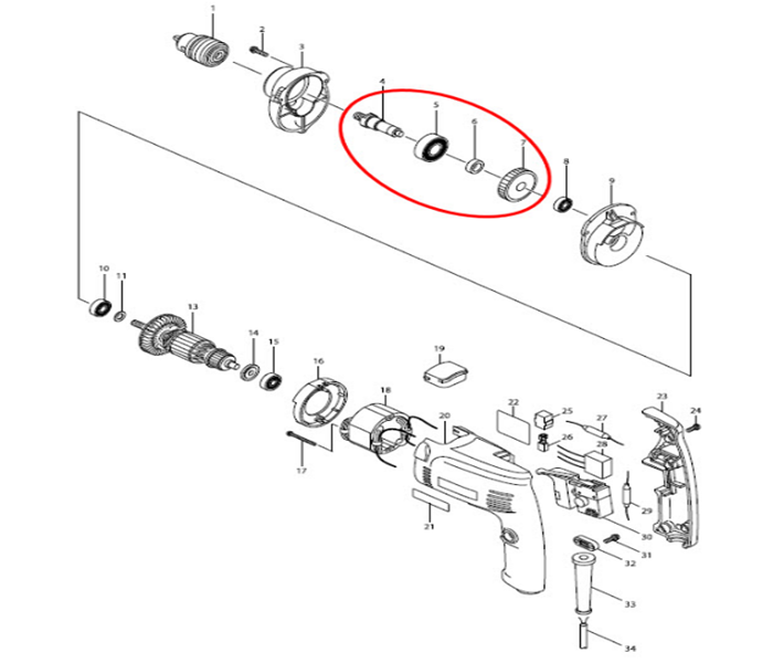 เฟืองชุด สว่าน มาคเทค Maktec MT600 P/N.153587-2 (แท้)