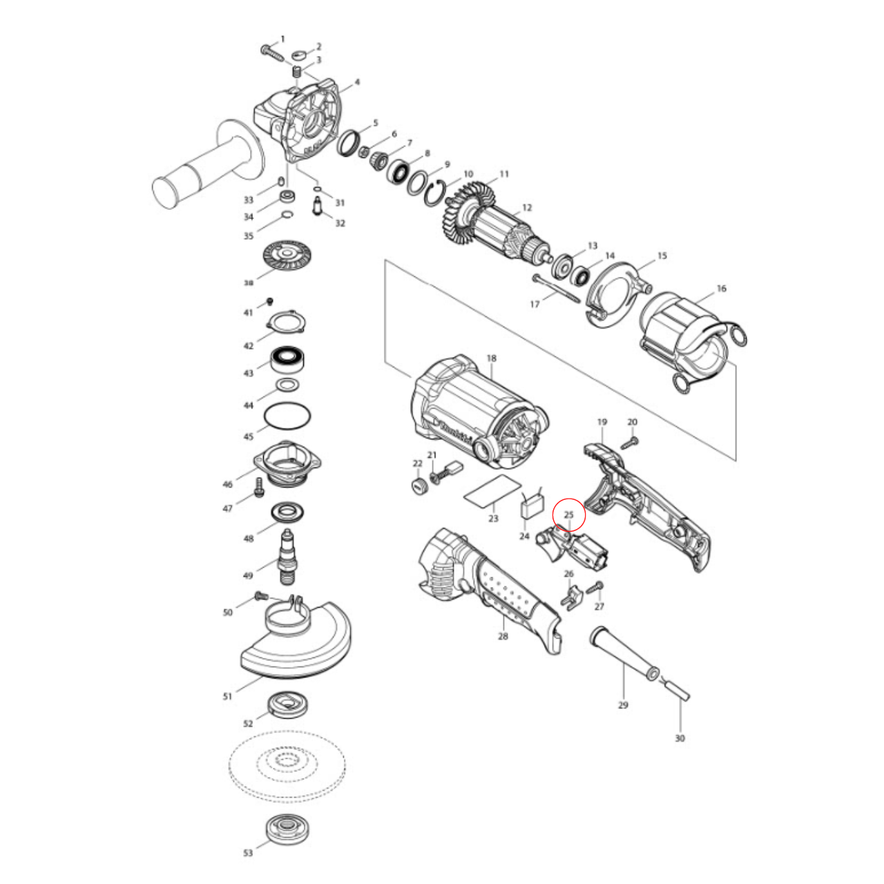 TG933TR-1 สวิทช์ หินเจียร มากีต้า-Makita รุ่น GA5010 [#25] Pn.651193-2 (แท้) ##(**)