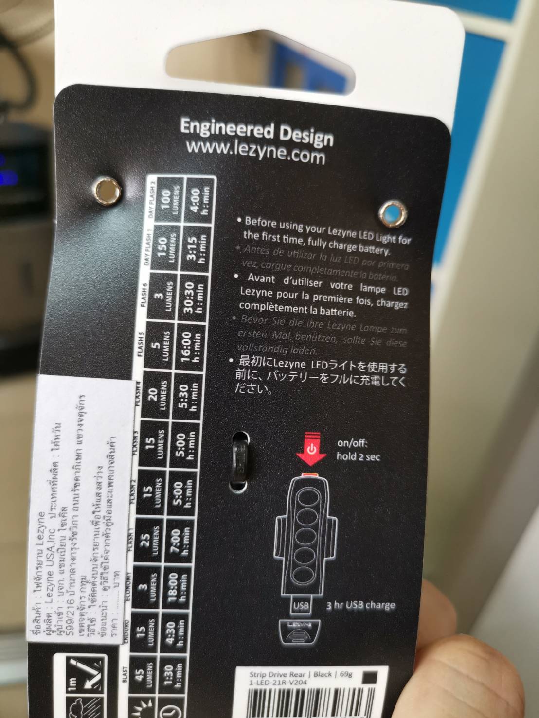 ไฟท้าย LEZYNE Y9 Strip Drive 150 LUMENs,1-LED-21R-V204, 2021 มุมมองกว้าง 270 องศา