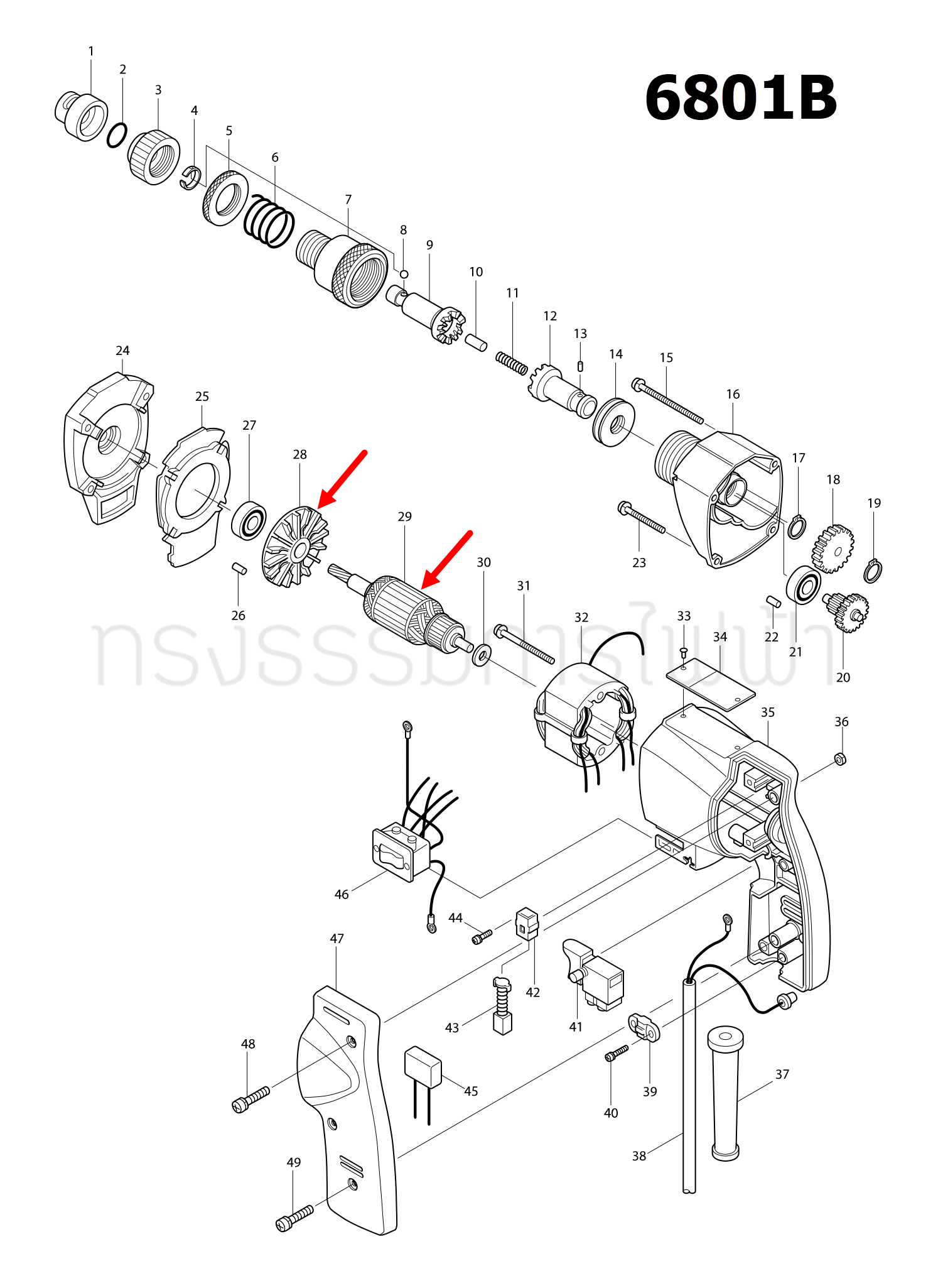 ทุ่น ไขควงไฟฟ้า Makita มากีต้า 6801B (แท้) ##
