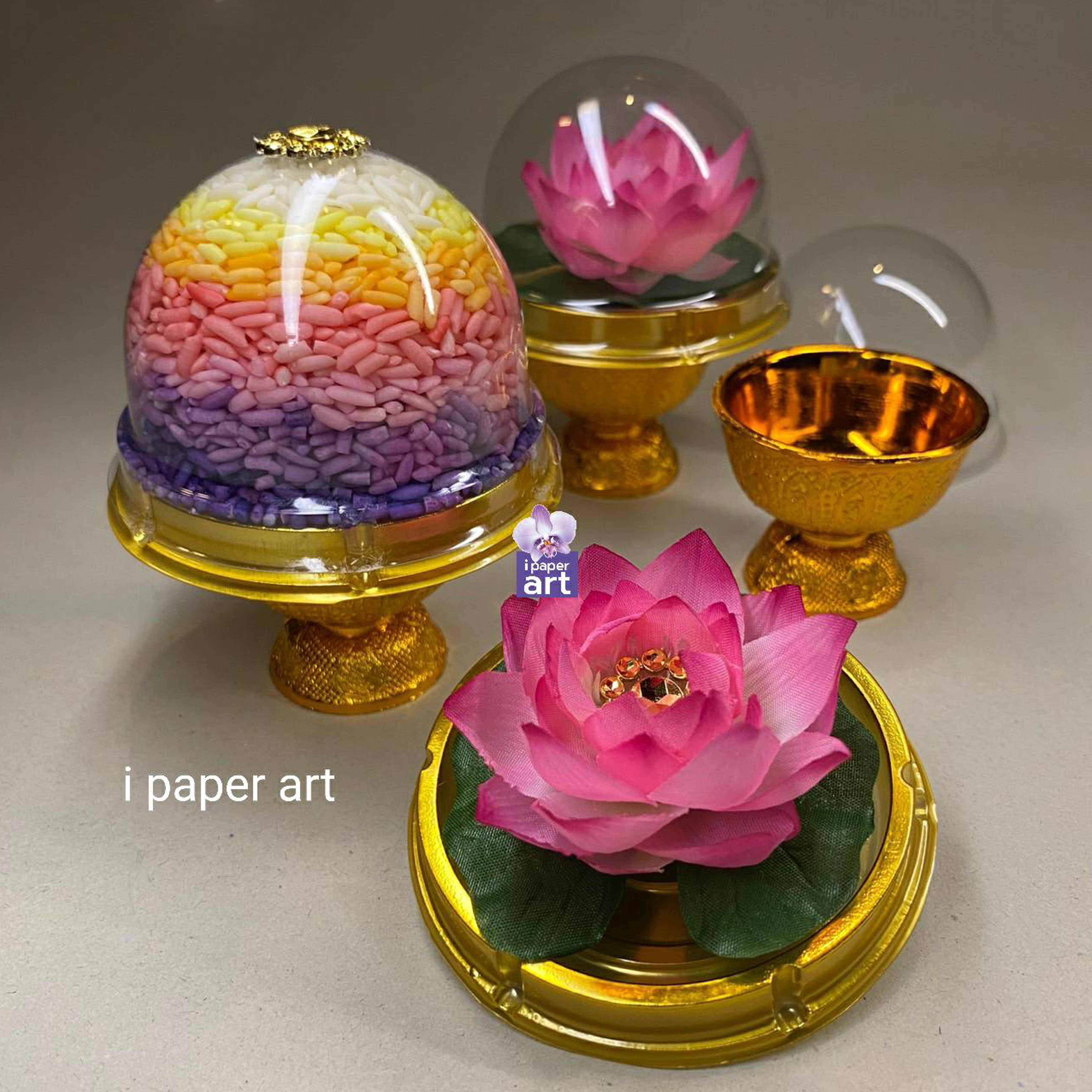 ข้าวดอกบัว | ชุดบูชาพระ พระแม่กวนอิม และเทวดาทุกพระองค์ สินค้าไทย งานปราณีต | หิ้งที่มีพื้นที่จำกัด