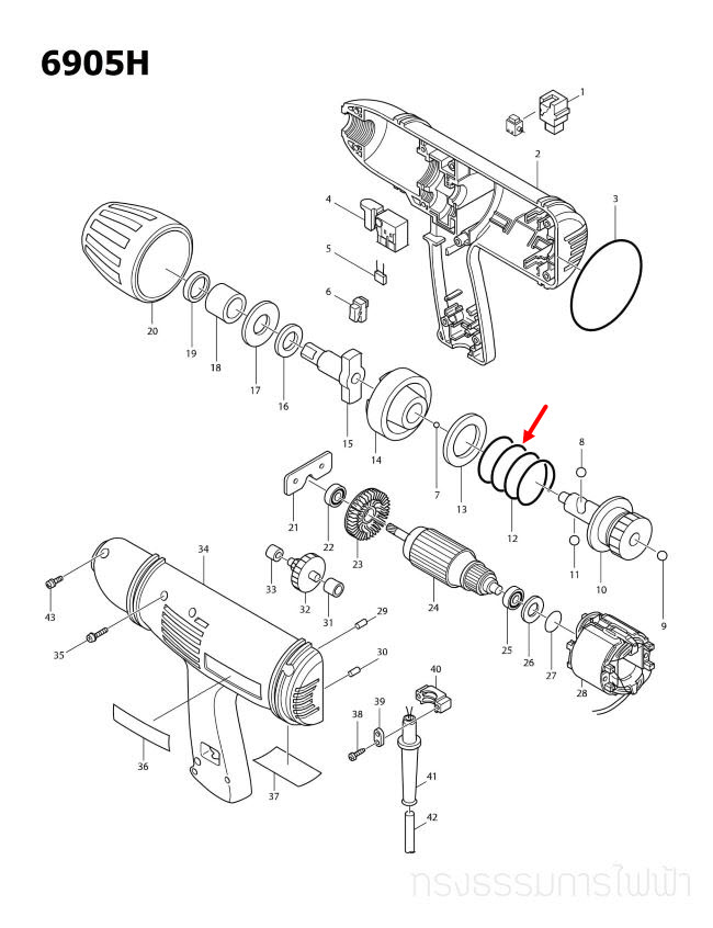 COMPRESSION SPRING 34 บล็อคไฟฟ้า Makita มากีต้า 6905H [#12] Pn.231493-2 (แท้) ##