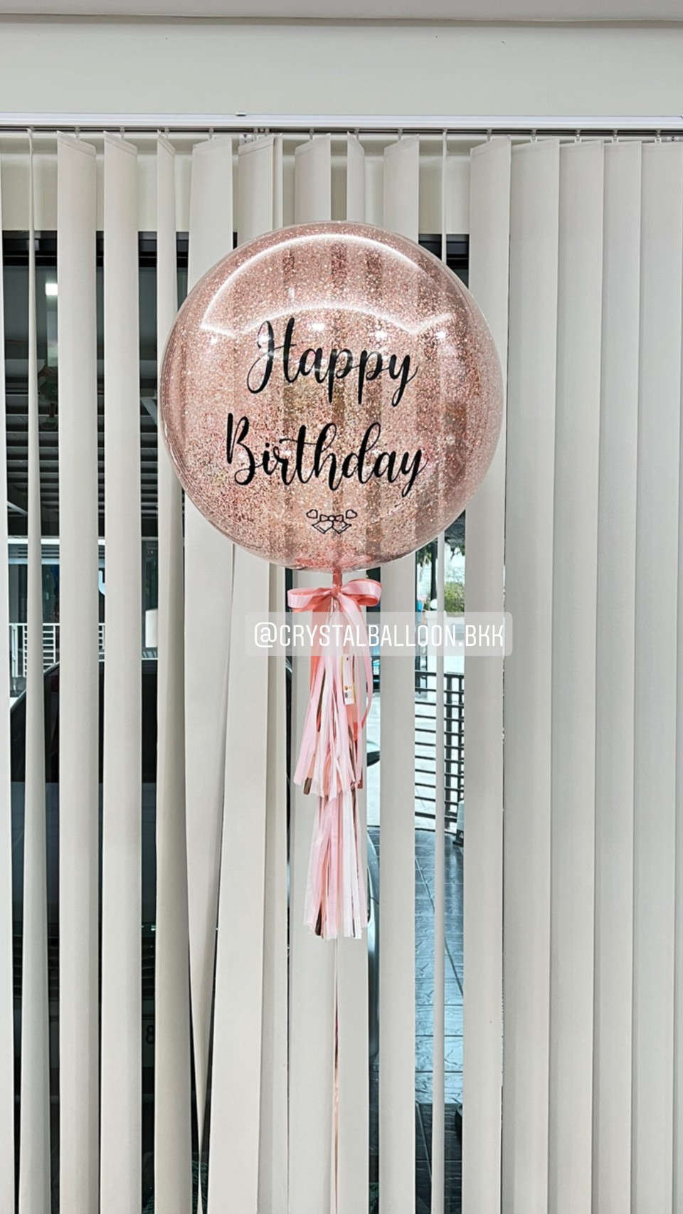 ลูกโป่ง วันเกิด Bubble ขนาด 24" สีโรสโกล พร้อมตกแต่ง สามารถเปลี่ยนสีลูกโป่ง/เปลี่ยนข้อความ/เปลี่ยนขนาดได้