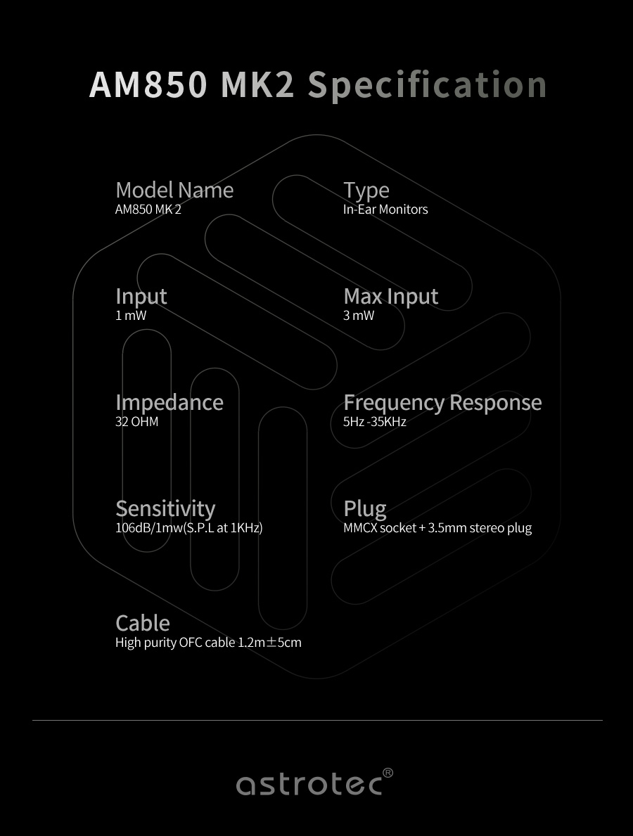 ขาย Astrotec AM850 MK2 หูฟัง IEMs ที่ใช้ Diaphragm LCP จากญี่ปุ่น