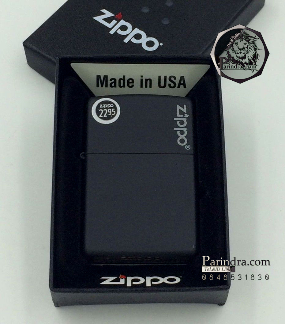 ไฟแช็ค Zippo แท้ " Zippo Logo Black Matte Finish Lighter " #Zippo Code 218ZL แท้นำเข้า 100%