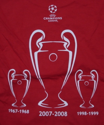 เสื้อที-เชิ๊ต (เสื้อยืดคอกลม) ฟุตบอล ทีมสโมสรแมนเชสเตอร์ ยูไนเต็ด ชุดที่ระลึก UEFA Champions League Champions 2008 ใหม่ L-Size / MANCHESTER UNITED Football T-Shirt Commemorative Kit UEFA Champions League Champions 2008 Jersey NEW L-Size