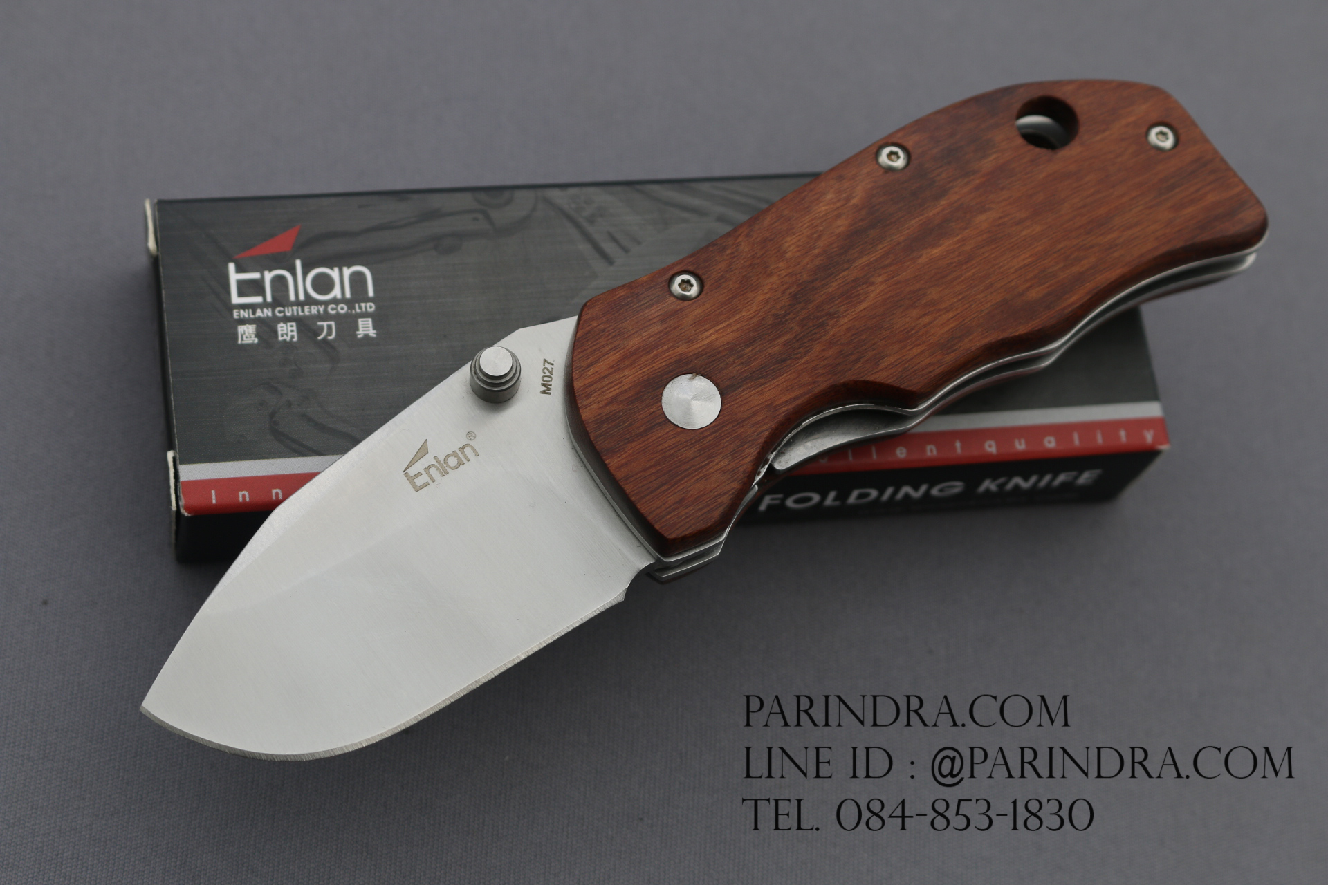 มีดพับ Enlan M027 ด้ามไม้ ใบมีดหนาๆ (ของแท้100%)