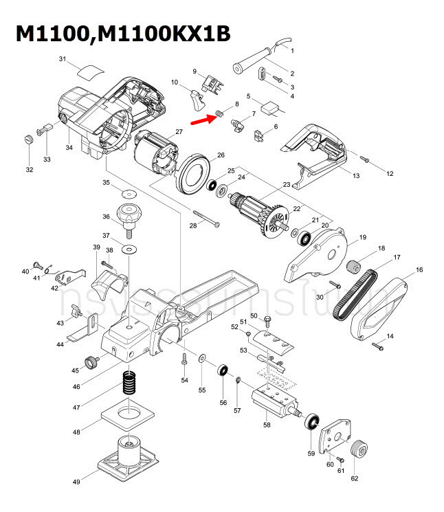 สปริง เครื่องขัดกระดาษทราย Maktec-มาคเทค MT940, MT941 [#34], M1100, M1100KX1B [#8] Pn.233423-9 (แท้) ##