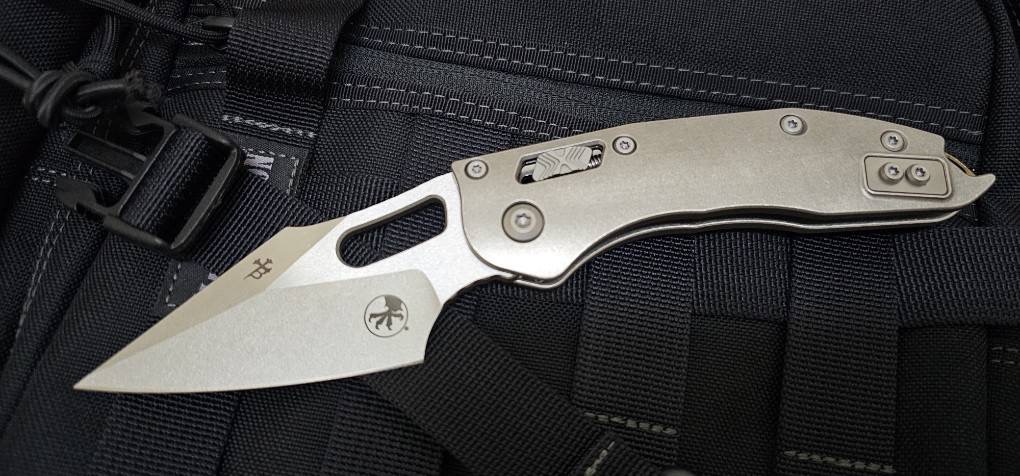 Microtech Marfione Select Manual Stitch RAM LOK Titanium Handles & Stonewash M390MK w/ Double Vapor Blast & Bronze Accents
