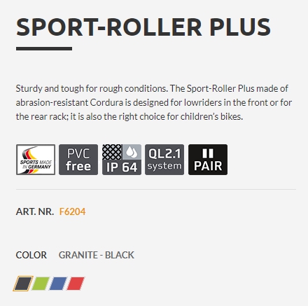 กระเป๋าทัวร์ริ่ง ORTLIEB SPORT-ROLLER PLUS QL2.1 Front-Roller Plus (Pair) 2019