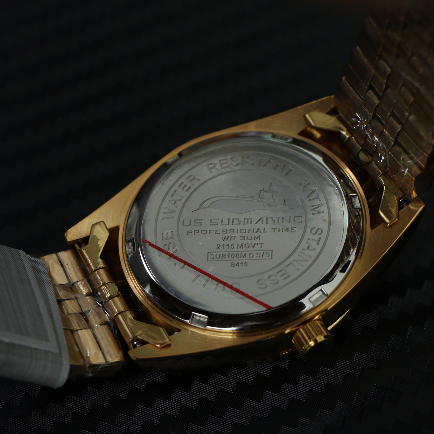 นาฬิกา US submarine Professional Time แสตนเลนแท้เกรดดี เรือนทอง รุ่น SUB108M D