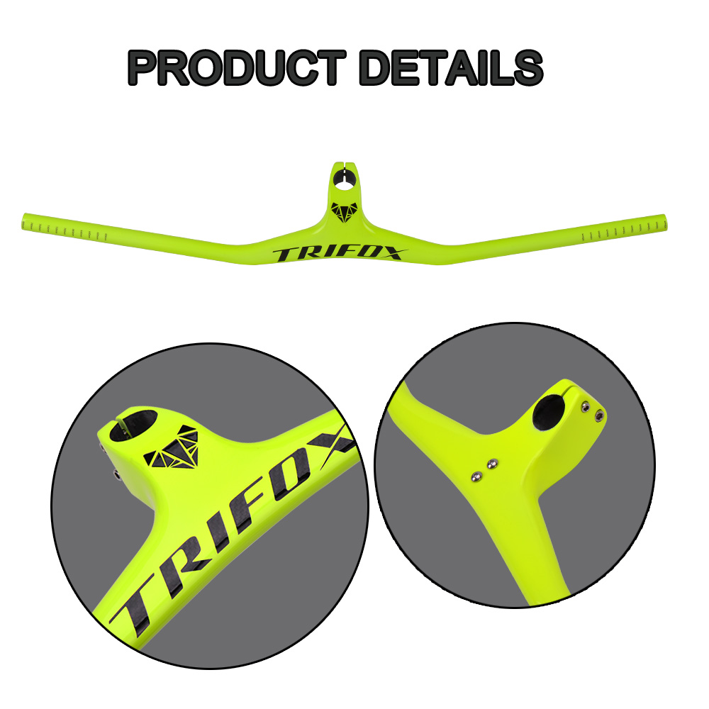 แฮนด์ตรงคาร์บอน TRIFOX TL-CHB03 Flat Integrated handlebar Mountain handle bar and Stem 2020