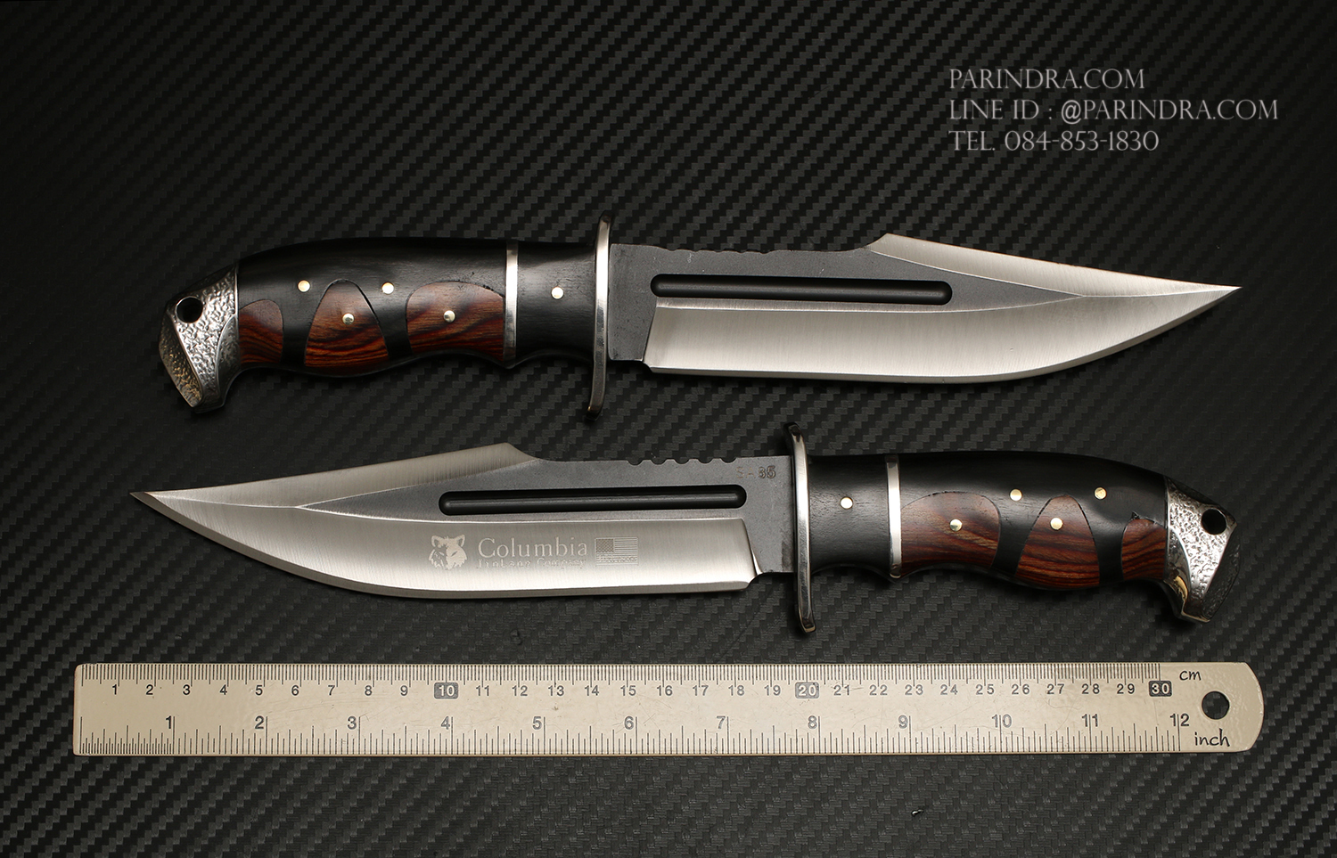 มีดเดินป่า COLUMBIA รุ่น SA85 ด้ามไม้ ทรงใบมีดสวย ทูโทน