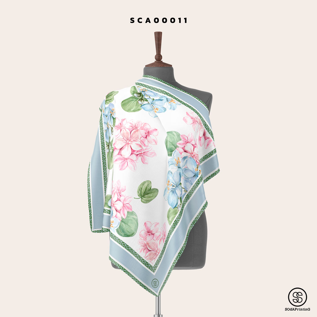 ผ้าพันคอพิมพ์ลาย Flowers I รหัส SCA00011 #SOdAPrintinG