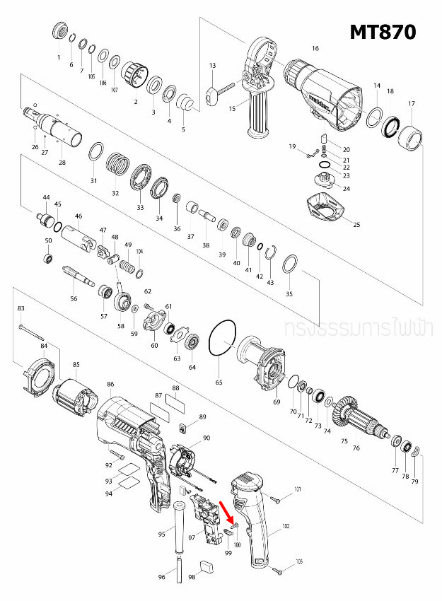TAPPING SCREW 4X14 Maktec , Makita MT870, MT871, M8701, M8701B, CP100D, LS110, DHR1840, HR1841F Pn.(แท้) ##