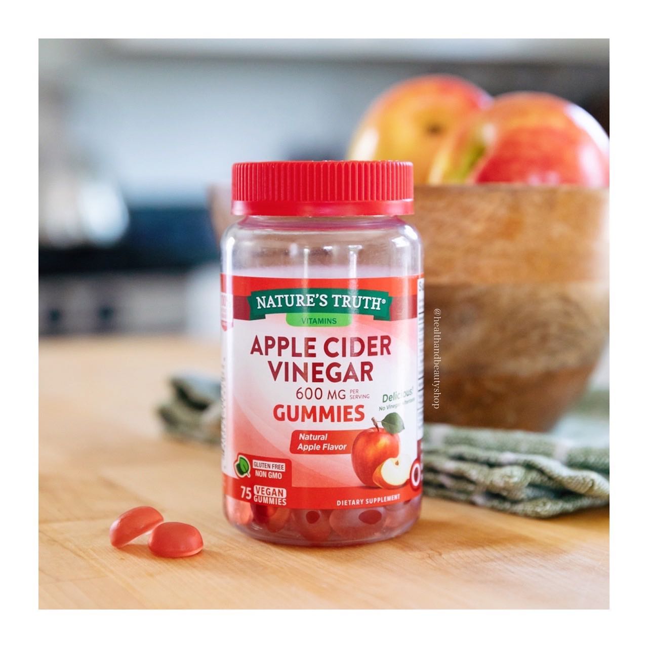 Nature’s Truth Apple Cider Vinegar Apple 600 mg 75 Vegan Gummies