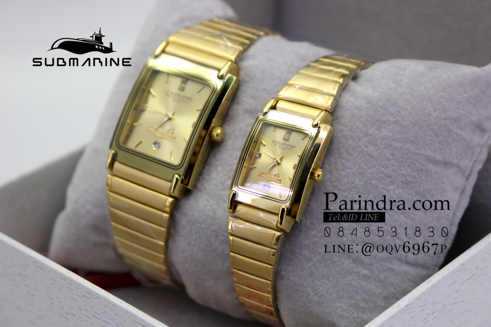 นาฬิกา US submarine รุ่น S1002M เรือนทองใหญ่สายทองหน้าปัดทอง