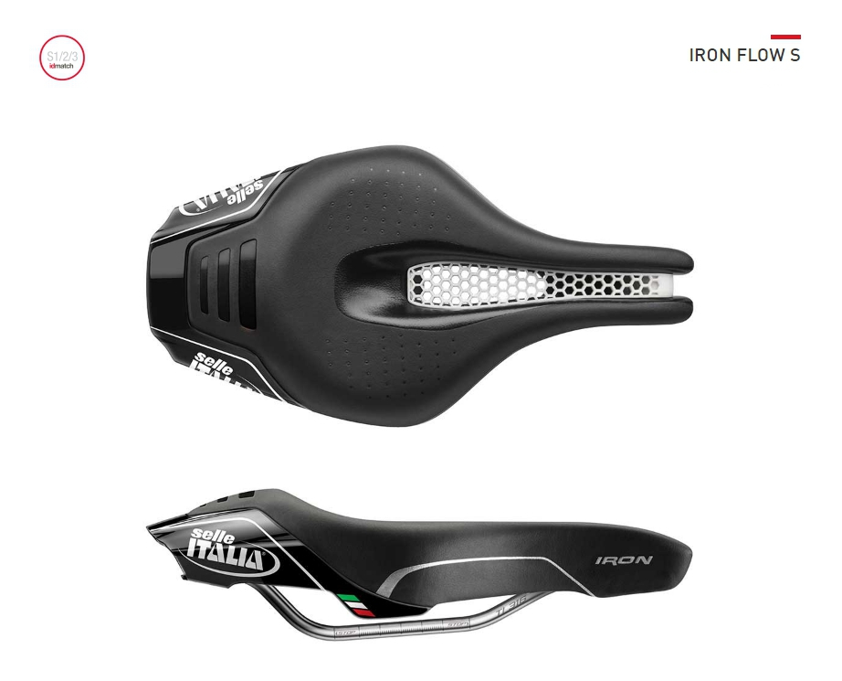 SELLE ITALIA อานนั่ง, IRON FLOW, ขนาด S, สีดำ (Triathlon), S1/2/3