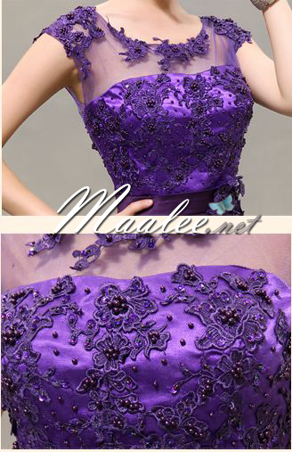 พร้อมเช่า ชุดราตรียาว สีโอโรส คอปาด แต่งลูกไม้หรูเซาะดอก ปักลูกปัด