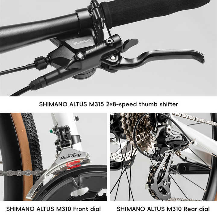 จักรยานไฮบริด ROCKBROS RIDA P2E เฟรมอลูมิเนียม เกียร์ Shimano Altus (2x8 สปีด) ล้อ 700c
