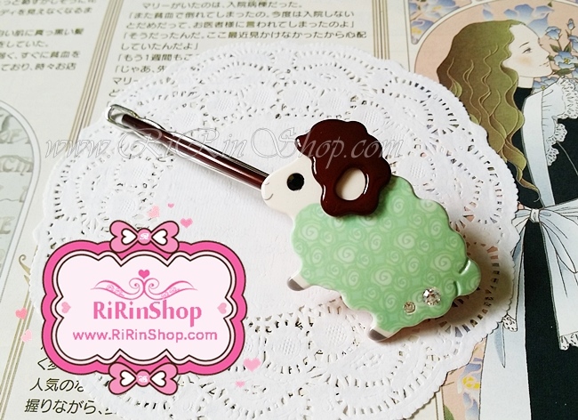 Aznavour กิ๊บติดผมเซลลูโลสแกะน้อยขนาดใหญ่ 11 cm. ( Mint )