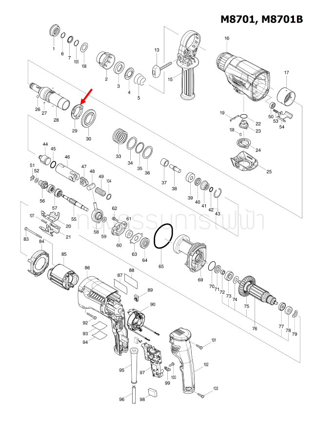 DRIVING FLANGE (NEW) สว่านโรตารี่ Maktec มาคเทค, Makita มากีต้า MT871, M8701, M8701B, HR2611F [#29] Pn.332139-4 (แท้) ##