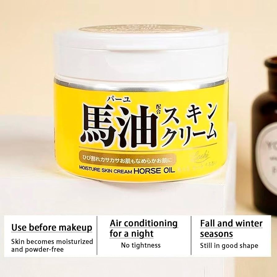 Loshi ครีมน้ำมันม้า ไร้สี ไร้กลิ่น Hokkaido Horse Oil Moisture Skin Cream 220 กรัม