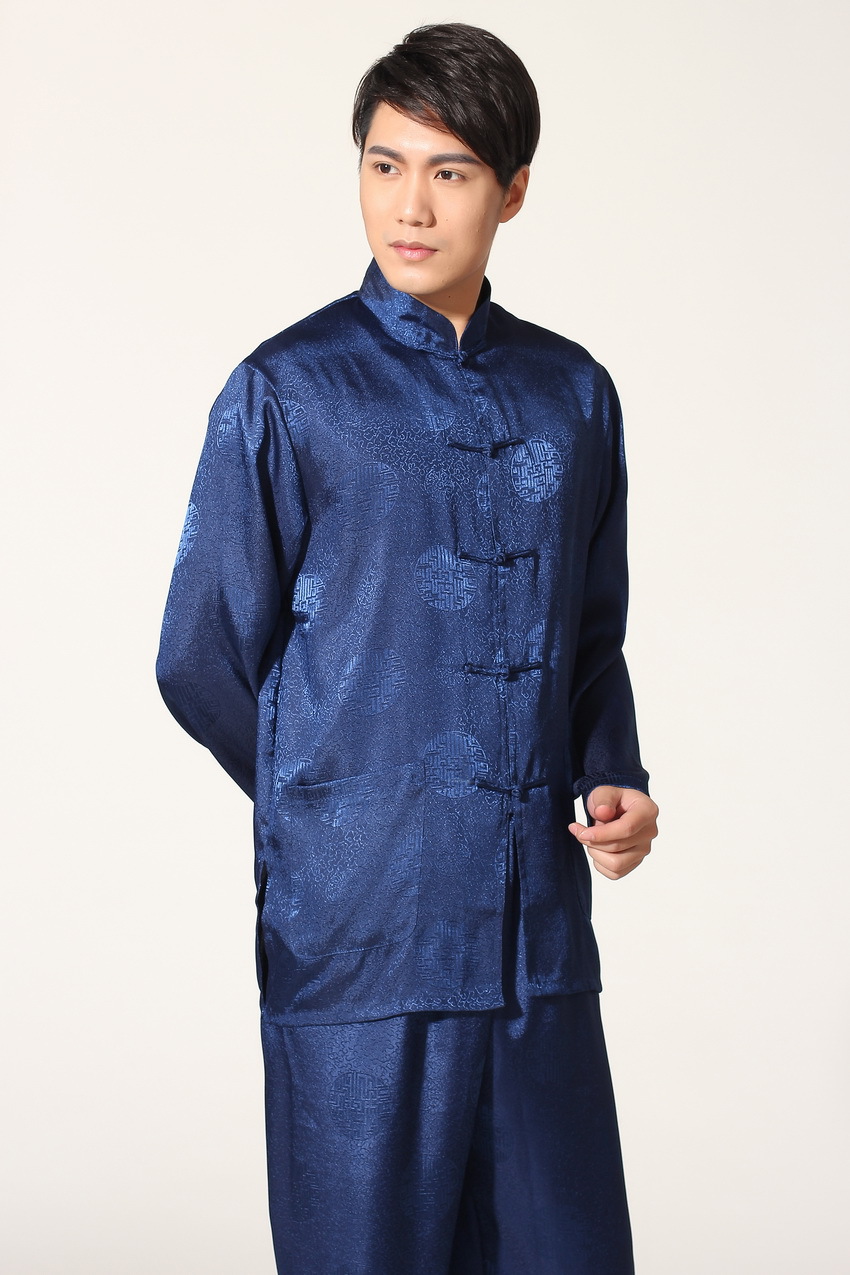 Pre-order ชุดจีน ชาย เสื้อพร้อมกางเกง สีน้ำเงิน