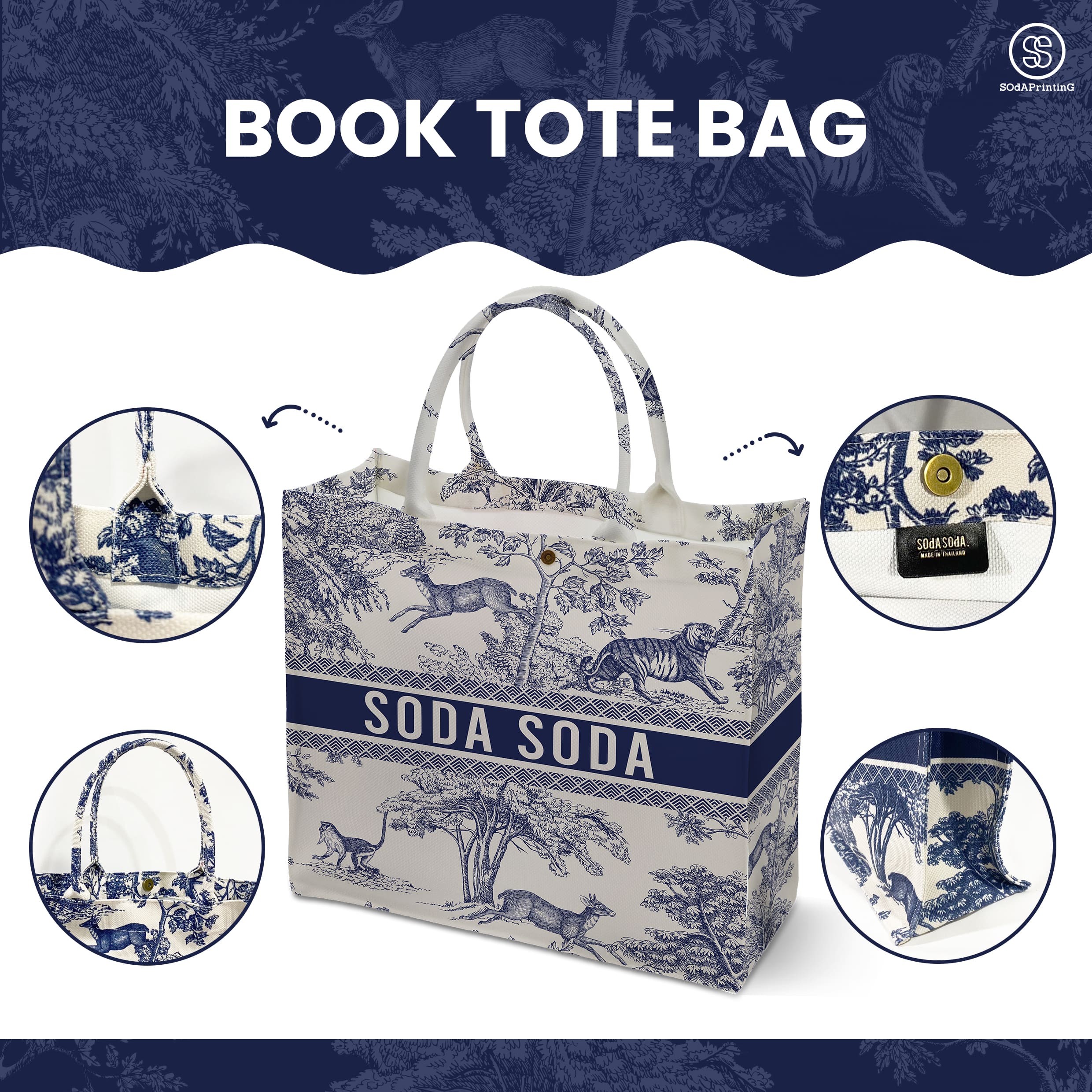 กระเป๋า Book Tote Bag Winter Collection รหัส TFA00166 #ใส่ชื่อได้ #SOdAbag #SOdAPrintinG